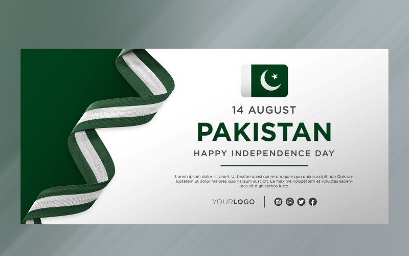 Pakistan National Independence Day Celebration Banner, National Anniversary Corporate Identity