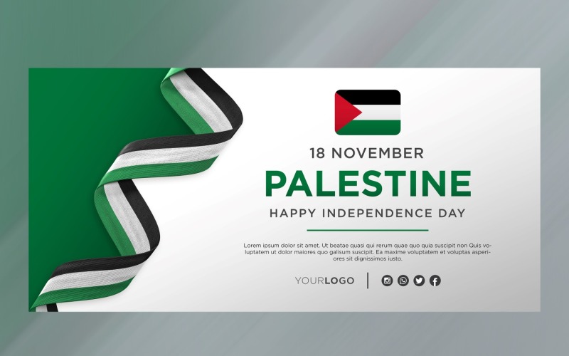 Palestinian Territories National Independence Day Celebration Banner, National Anniversary Corporate Identity