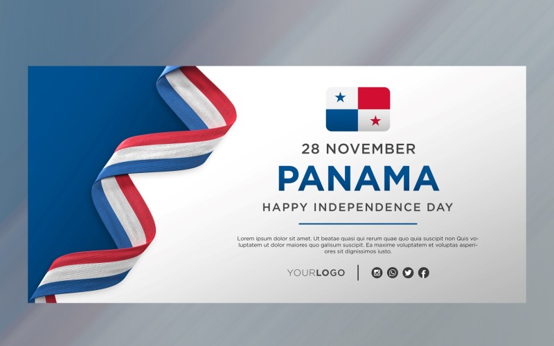 Panama National Independence Day Celebration Banner, National Anniversary Corporate Identity