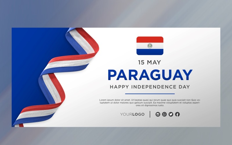 Paraguay National Independence Day Celebration Banner, National Anniversary Corporate Identity