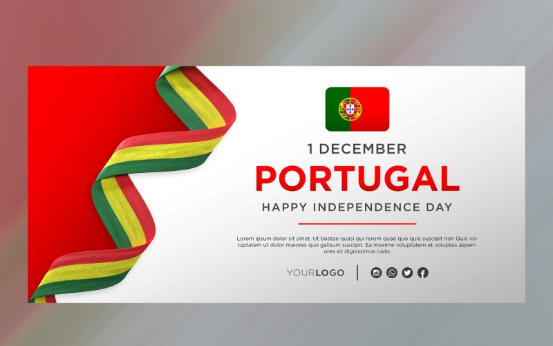 Portugal National Independence Day Celebration Banner, National Anniversary Corporate Identity