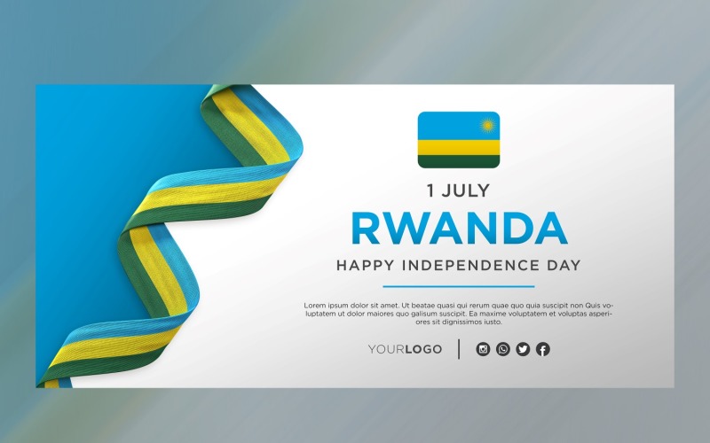 Rwanda National Independence Day Celebration Banner, National Anniversary Corporate Identity