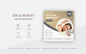 Beauty Salon Spa treatment wellness social media Post template Design