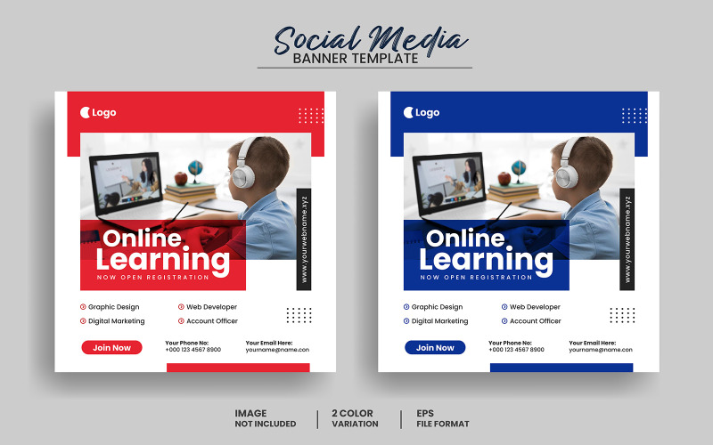 Creative Online learning education social media post banner template Social Media