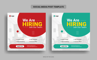 Job vacancy social media post banner template and we are hiring banner web template