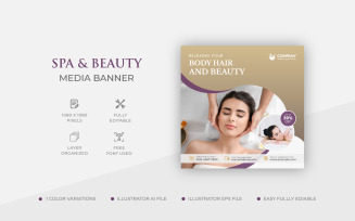 Modern Abstract Spa and beauty center social media Post