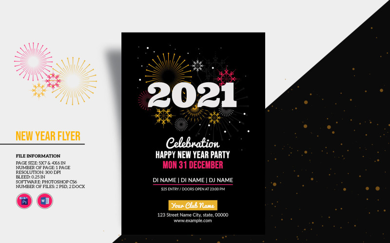 New Year Party Invitation Flyer Template Corporate Identity