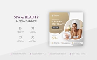 Spa and Beauty wellness social media Post template Design
