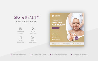 Spa treatment and beauty treatment salon Center social media Post template Design