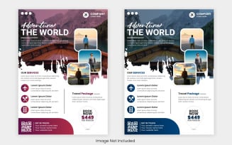Travel holiday flyer vector design and brochure cover page template for travel agency