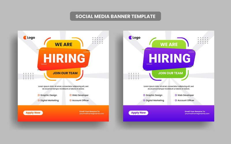 We are hiring banner social media post banner template and job vacancy web template Social Media