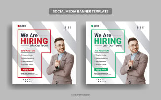 We are hiring poster job vacancy square banner or social media post banner template