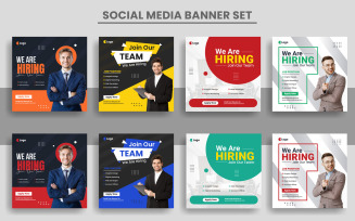 We are hiring social media post banner template bundle or job vacancy square banner layout