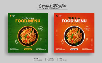 Delicious Food menu social media post banner template and Instagram banner layout