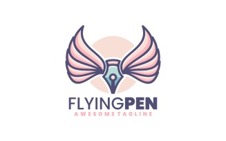 Flying Pen Simple Mascot Logo