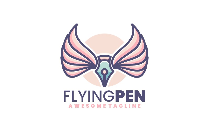 Flying Pen Simple Mascot Logo Logo Template