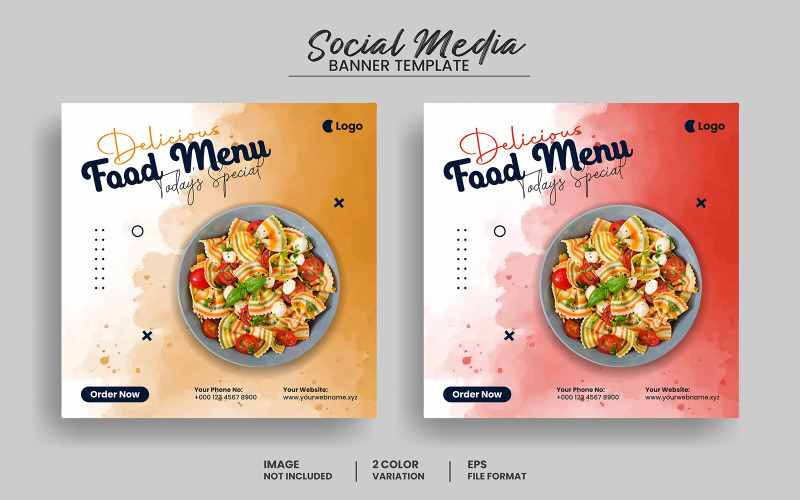 Healthy food menu promotion and social media Instagram post banner template Social Media