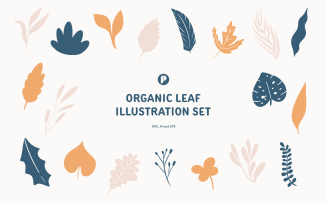 Lovely organic leaf illustration set