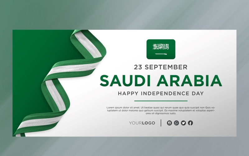 Saudi Arabia National Independence Day Celebration Banner, National Anniversary Corporate Identity