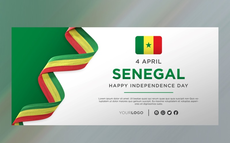 Senegal National Independence Day Celebration Banner, National Anniversary Corporate Identity