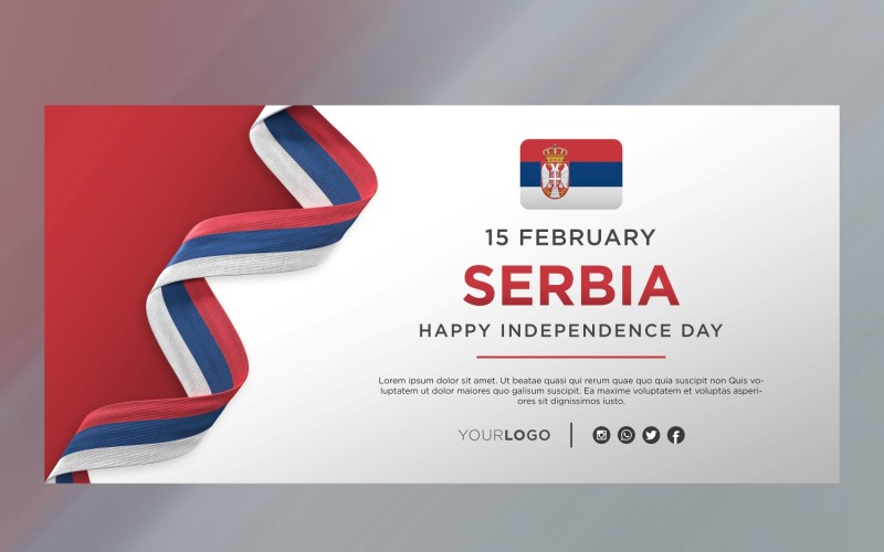 Serbia National Independence Day Celebration Banner, National Anniversary Corporate Identity