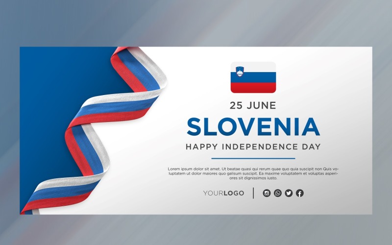 Slovenia National Independence Day Celebration Banner, National Anniversary Corporate Identity