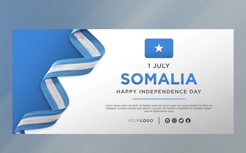 Somalia National Independence Day Celebration Banner, National Anniversary Corporate Identity