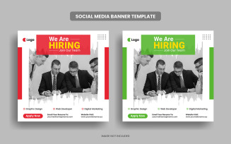 We are hiring job vacancy social media square banner template