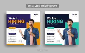We are hiring job vacancy square flyer and social media post banner template