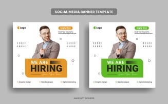 We are hiring job vacancy square flyer or social media post banner template