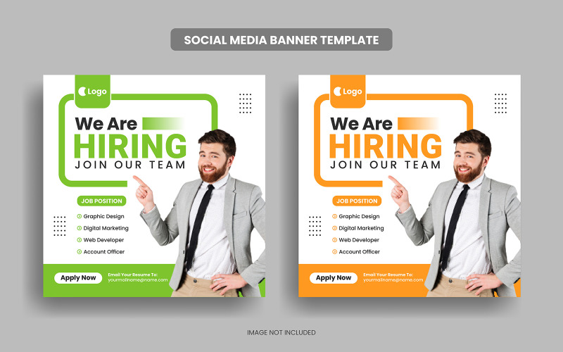 We are hiring social media post template and job vacancy square banner template Social Media