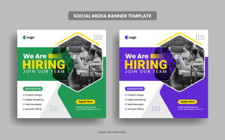 We are hiring social media post template and job vacancy square banner