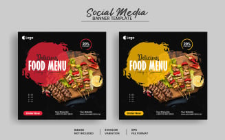 Delicious food menu social media post banner template and food flyer template