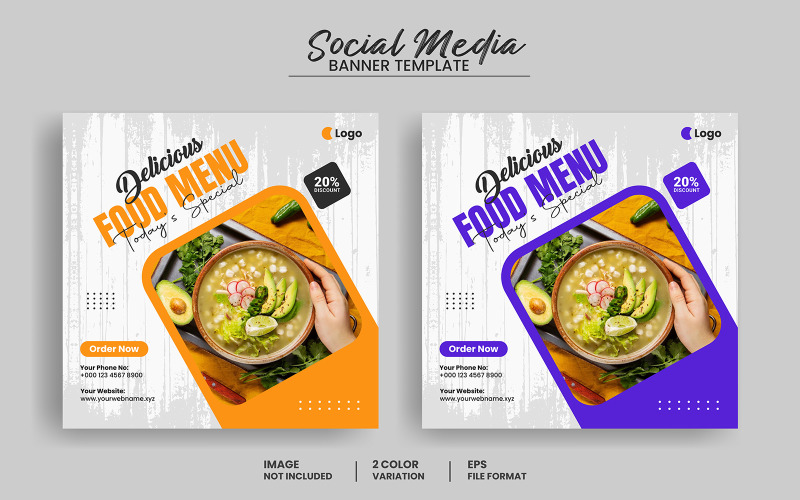 Food menu and restaurant social media banner template Social Media