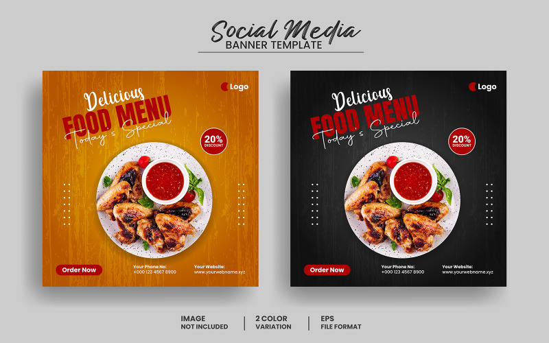 Food menu and restaurant social media post banner template Social Media