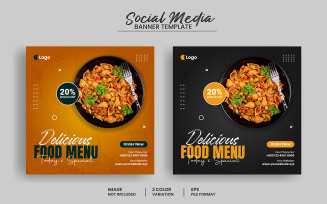 Food menu social media post banner template design