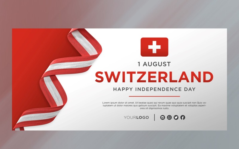 Switzerland National Independence Day Celebration Banner, National Anniversary Corporate Identity