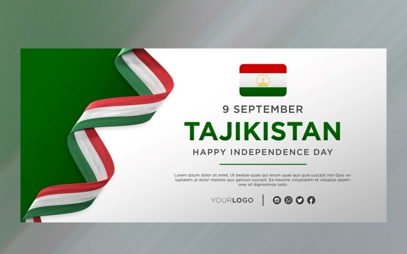 Tajikistan National Independence Day Celebration Banner, National Anniversary Corporate Identity