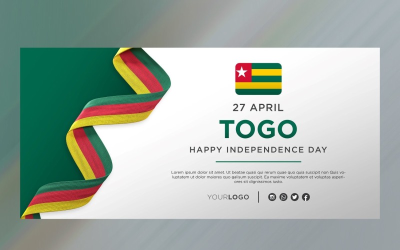 Togo National Independence Day Celebration Banner, National Anniversary Corporate Identity