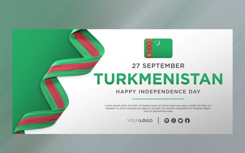Turkmenistan National Independence Day Celebration Banner, National Anniversary Corporate Identity