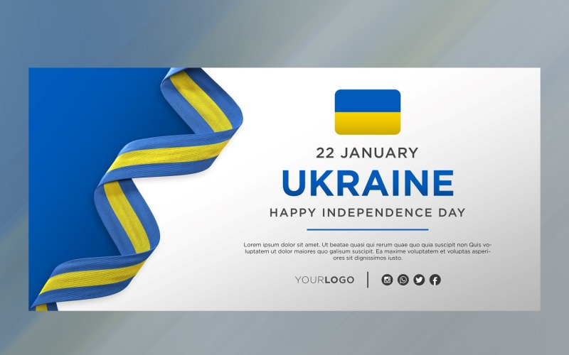 Ukraine National Independence Day Celebration Banner, National Anniversary Corporate Identity