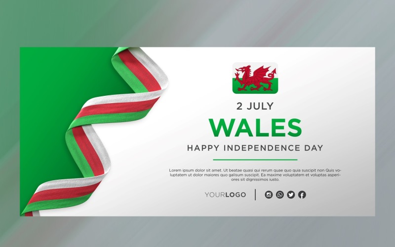 wales National Independence Day Celebration Banner, National Anniversary Corporate Identity