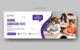 Back to school social media facebook timeline cover and School admission web banner template