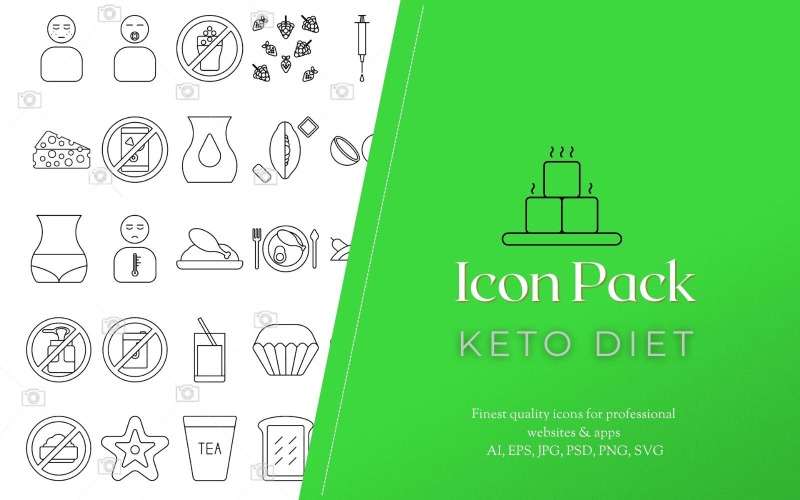 Icon Pack: 50 Keto Diet Icons Icon Set