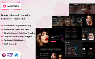 Makeup Flow - Beauty Salon and Cosmetics Elementor Template Kit
