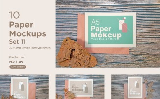 A5 Paper Greeting card mockup 10 PSD File With Autumn Theme Set 11