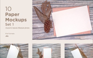 A5 Paper Greeting Card Mockup Images Set With Autumn Theme Set 1