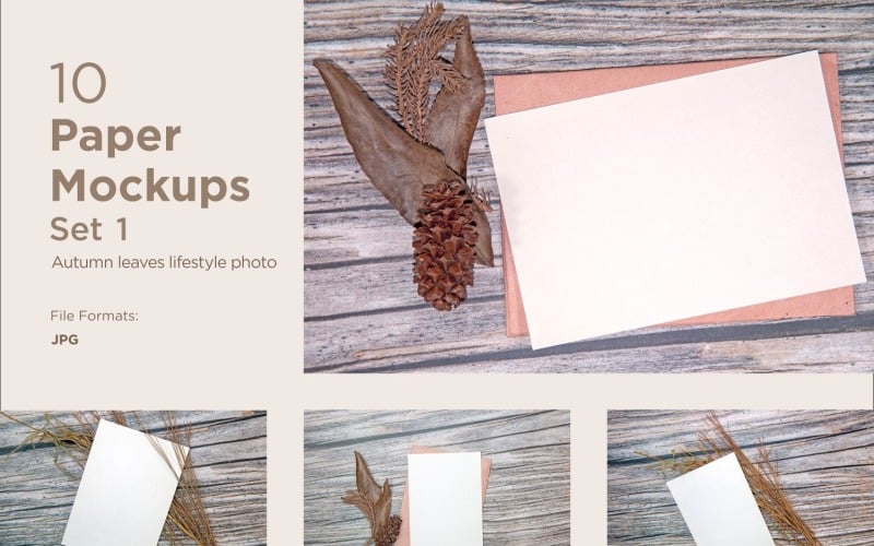 A5 Paper Greeting Card Mockup Images Set With Autumn Theme Set 1 Product Mockup