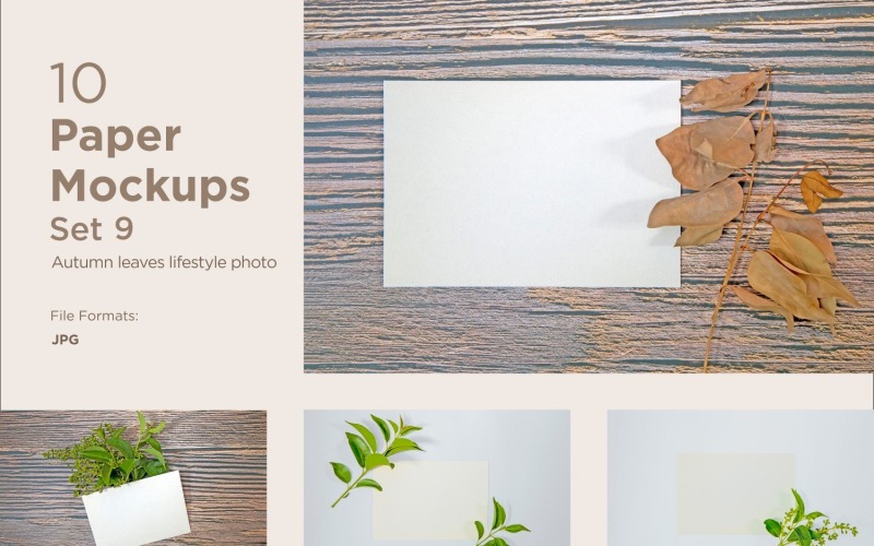 A5 Paper Mockup 10 Images Set With Autumn Theme And Dry Leaves Set 9 Product Mockup