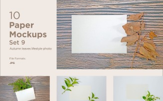 A5 Paper Mockup 10 Images Set With Autumn Theme And Dry Leaves Set 9